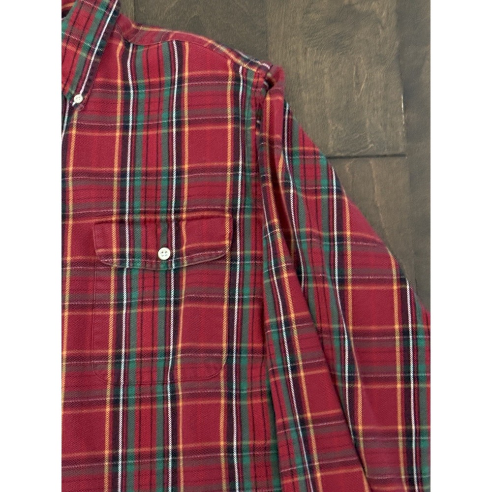Vintage Ralph Lauren Button Down RL Workshirt Red Plaid Long Sleeve Shirt Size M - Picture 4 of 7